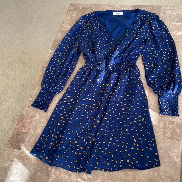 BB Dakota Cheetah Pray Love Long Sleeve Mini Holiday‎ Dress, Midnight Small,​​ - Picture 12 of 15